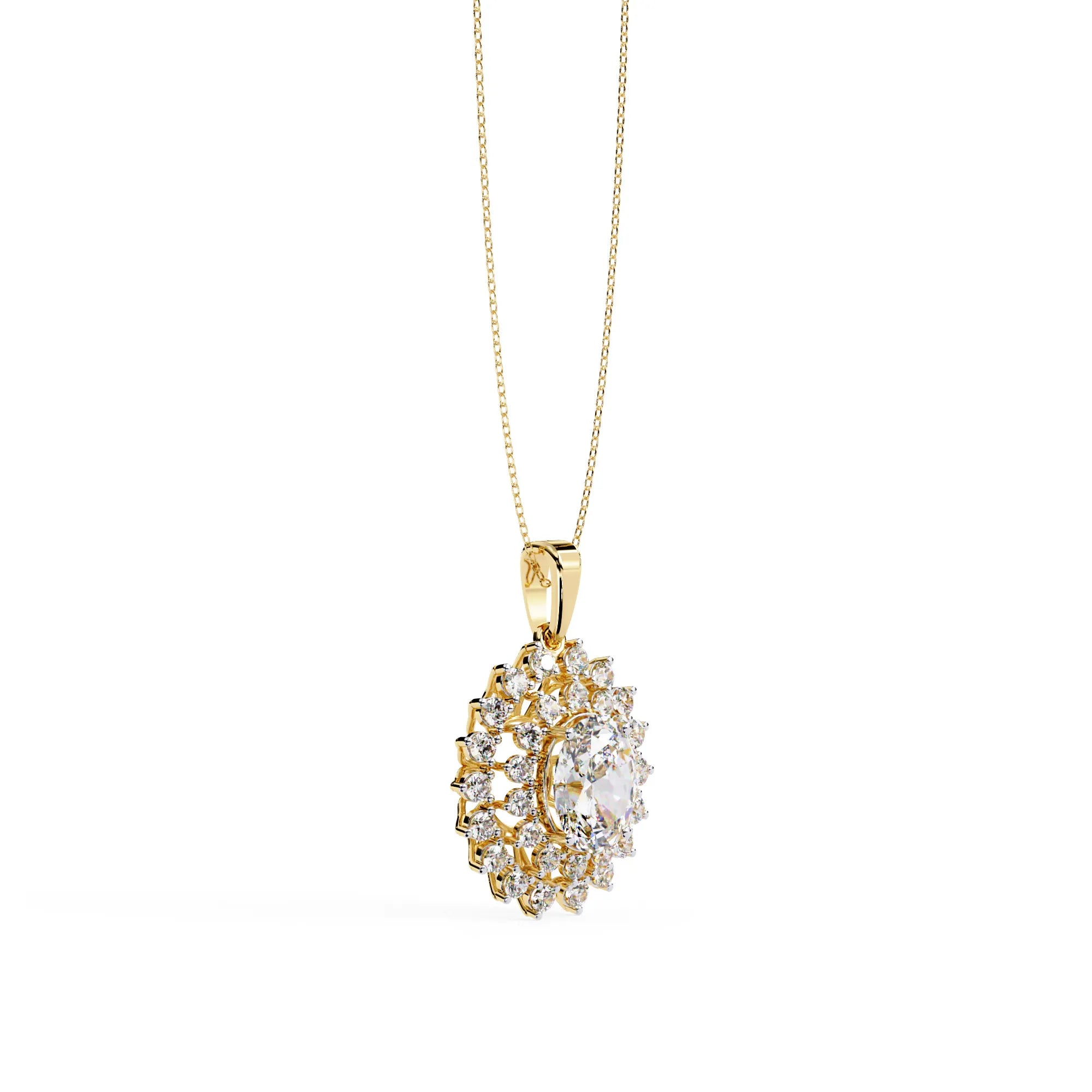 Radiant Moissanite Sunburst Necklace