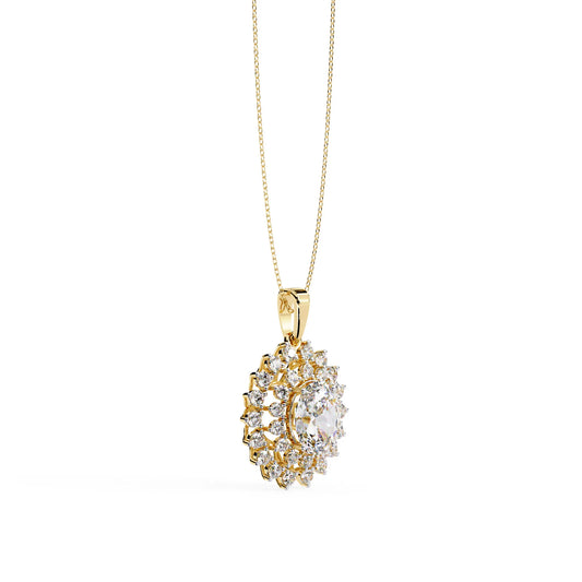 Radiant Lab Diamond Sunburst Necklace