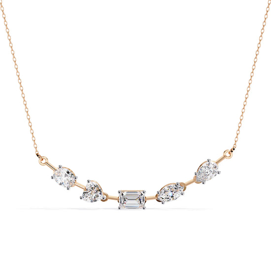 Multi Shape Lab Diamond Cluster Bar Necklace