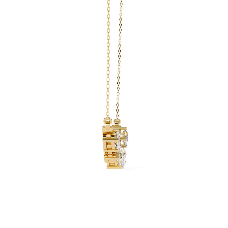Multi Shape Lab Diamond Cluster Bar Necklace
