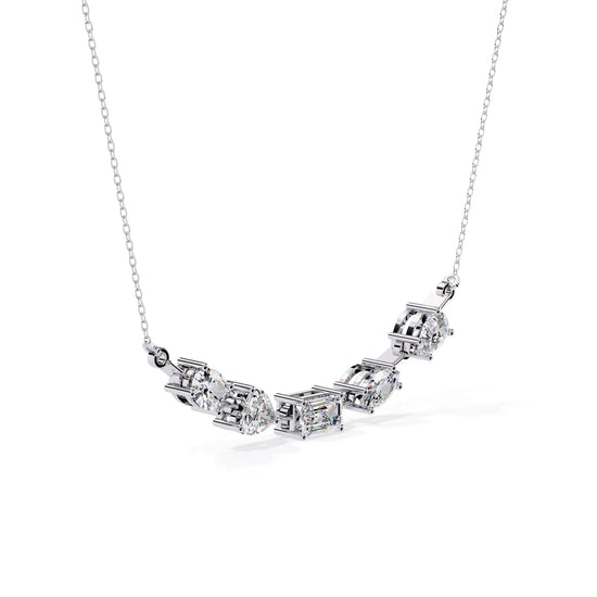 Multi Shape Moissanite Cluster Bar Necklace