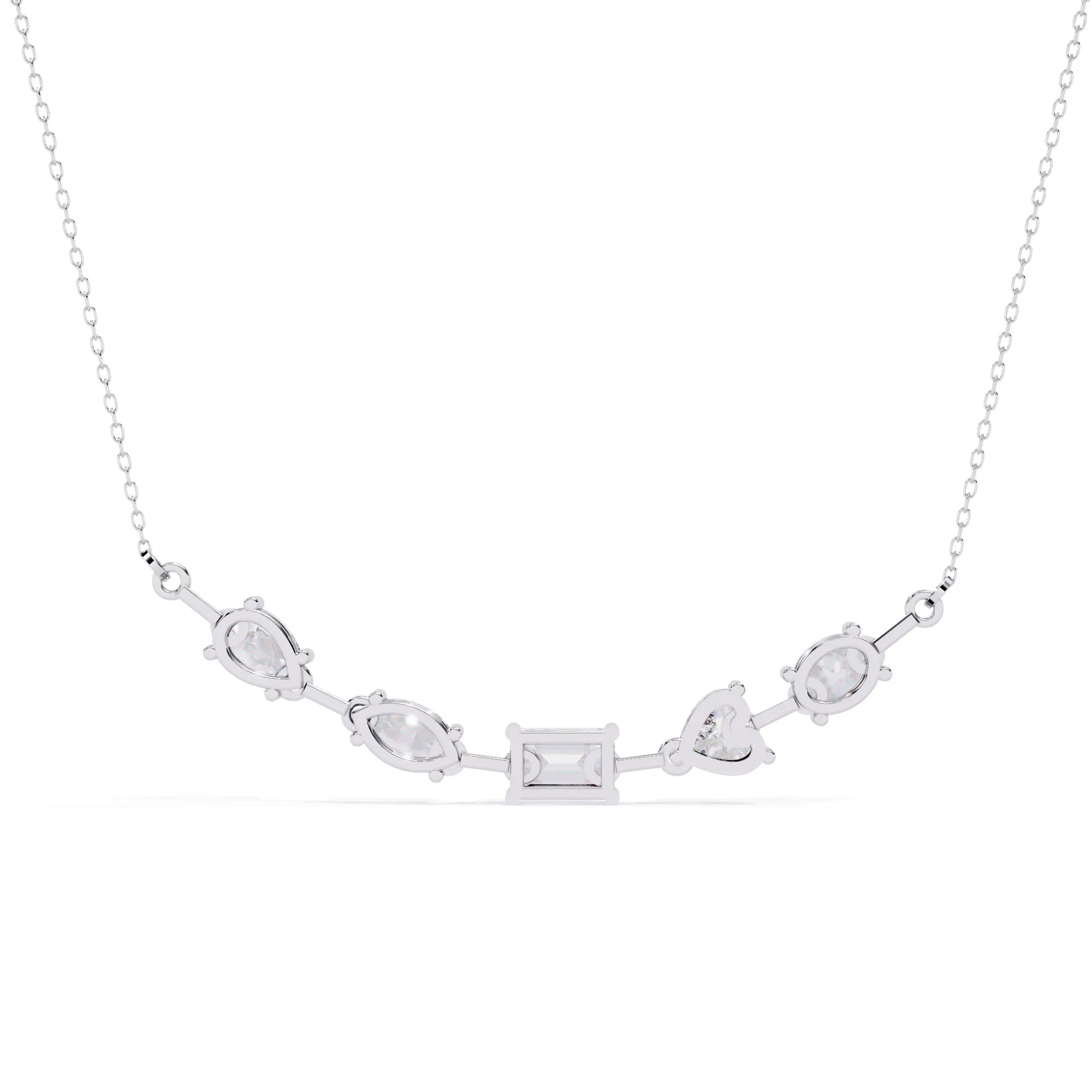 Multi Shape Moissanite Cluster Bar Necklace