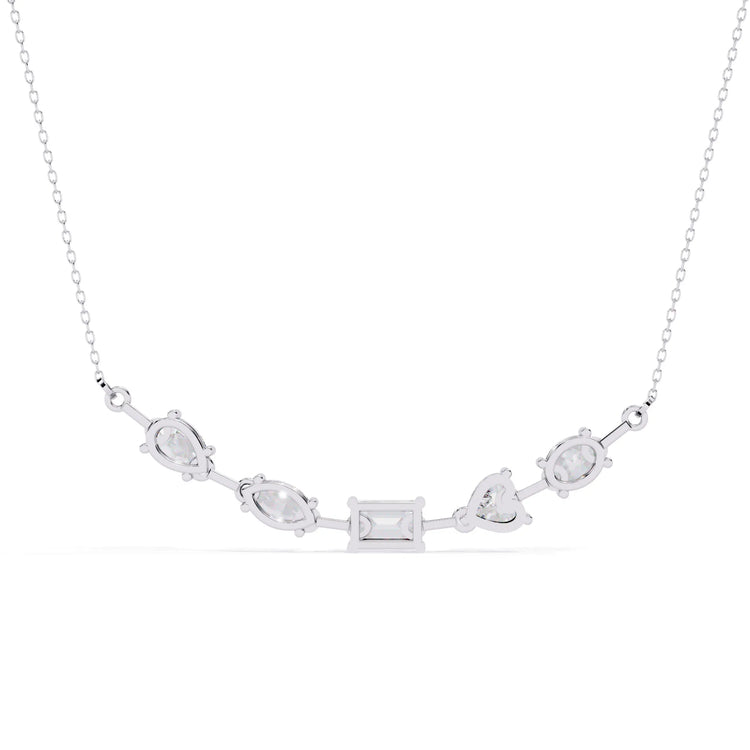 Multi Shape Moissanite Cluster Bar Necklace