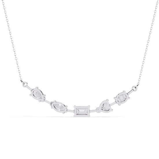 Multi Shape Lab Diamond Cluster Bar Necklace