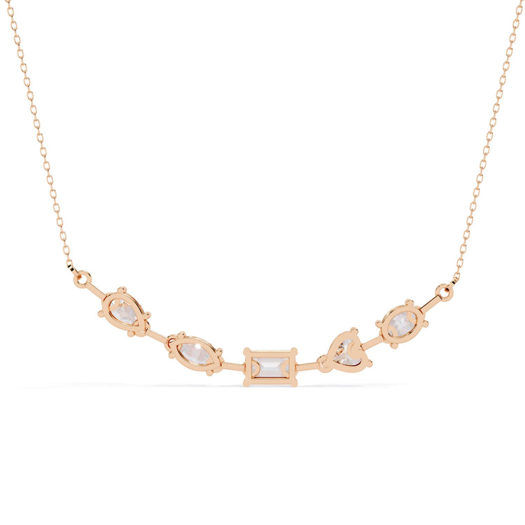 Multi Shape Lab Diamond Cluster Bar Necklace