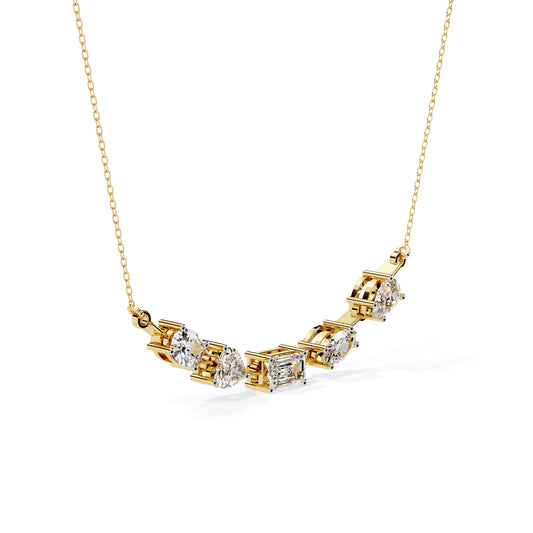 Multi Shape Lab Diamond Cluster Bar Necklace
