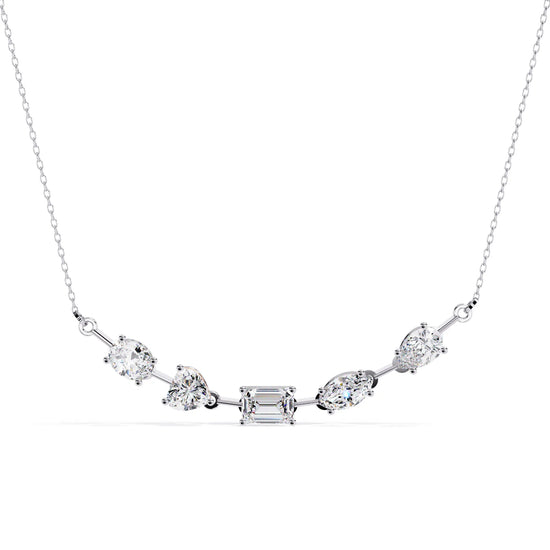 Multi Shape Moissanite Cluster Bar Necklace