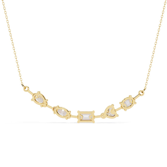 Multi Shape Moissanite Cluster Bar Necklace
