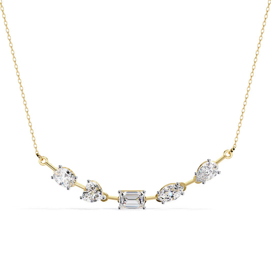 Multi Shape Lab Diamond Cluster Bar Necklace