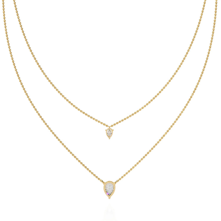 Twin Dewdrops Layered Moissanite Necklace