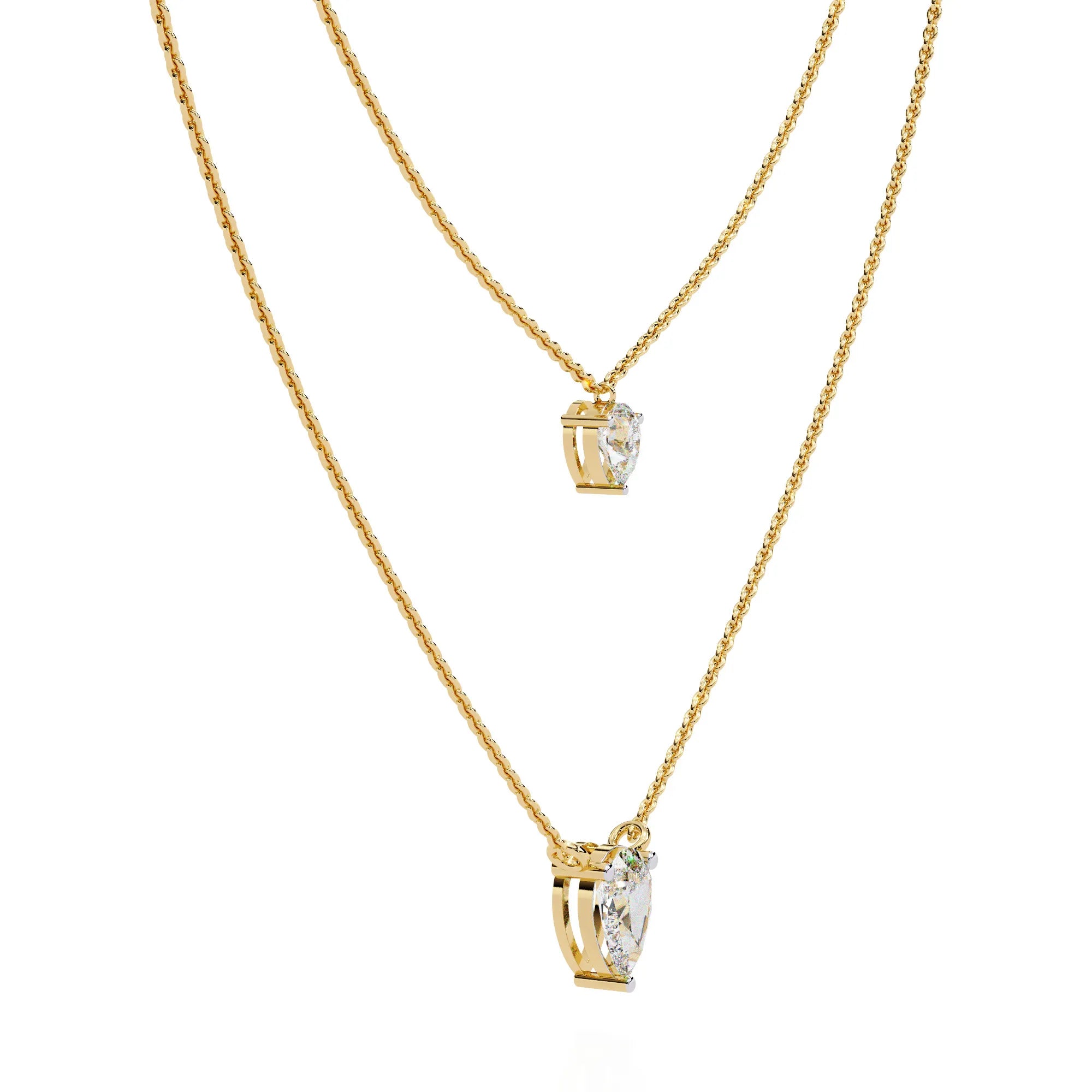 Twin Dewdrops Layered Lab Diamond Necklace