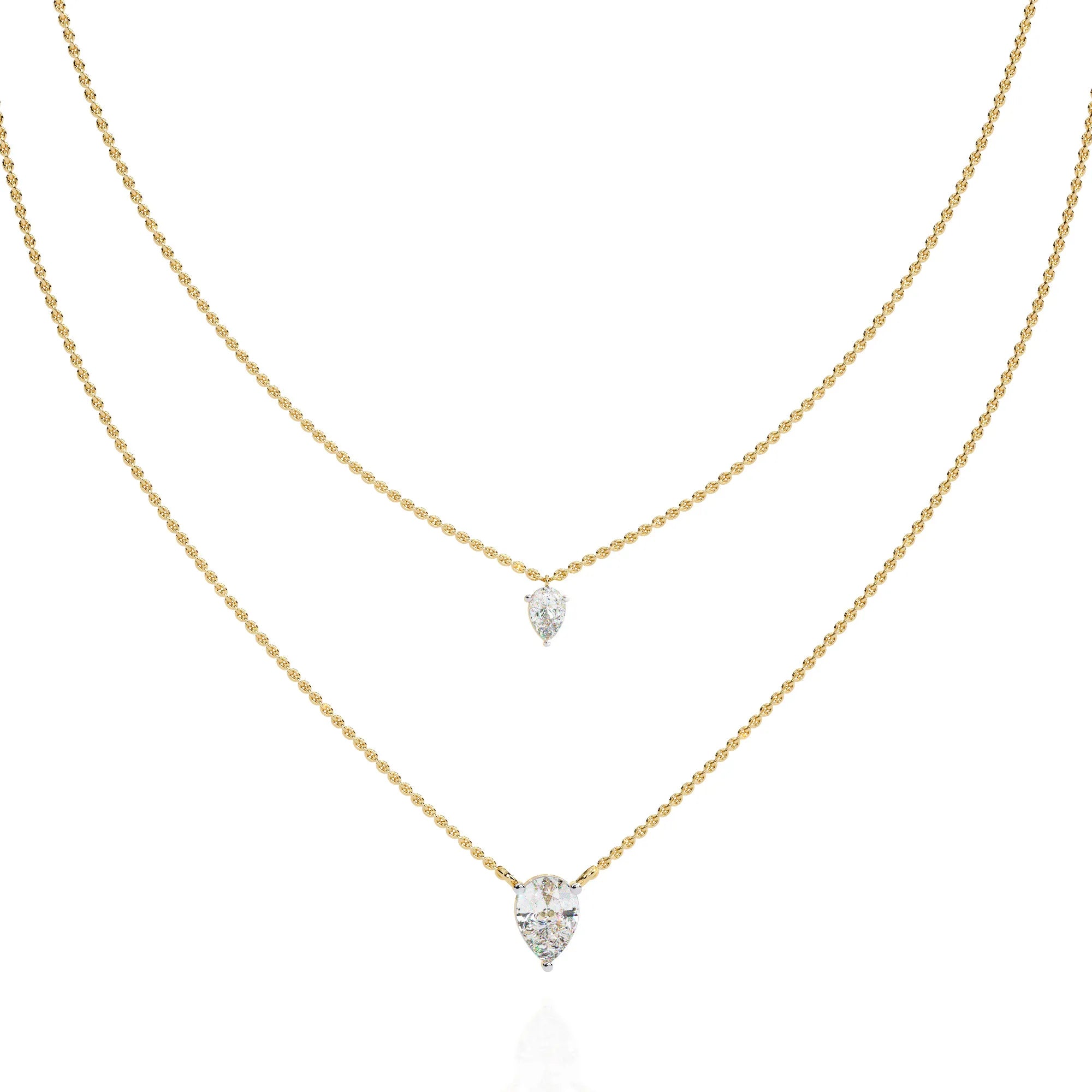 Twin Dewdrops Layered Lab Diamond Necklace