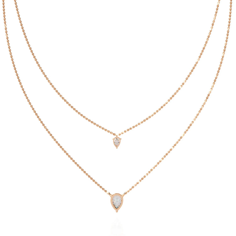 Twin Dewdrops Layered Moissanite Necklace
