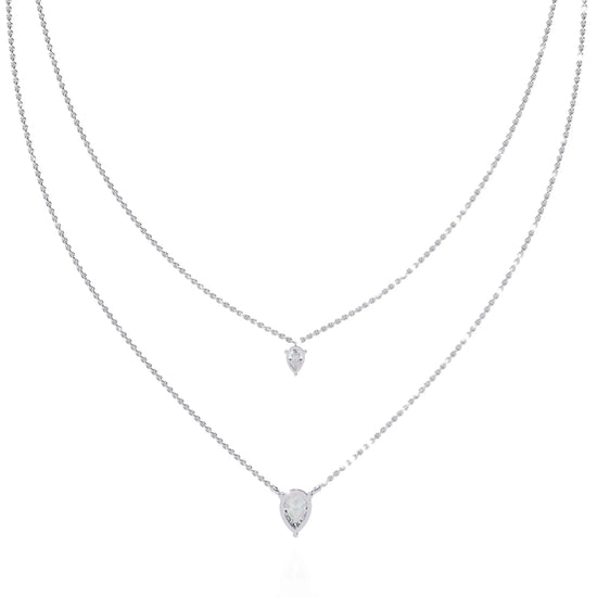 Twin Dewdrops Layered Lab Diamond Necklace