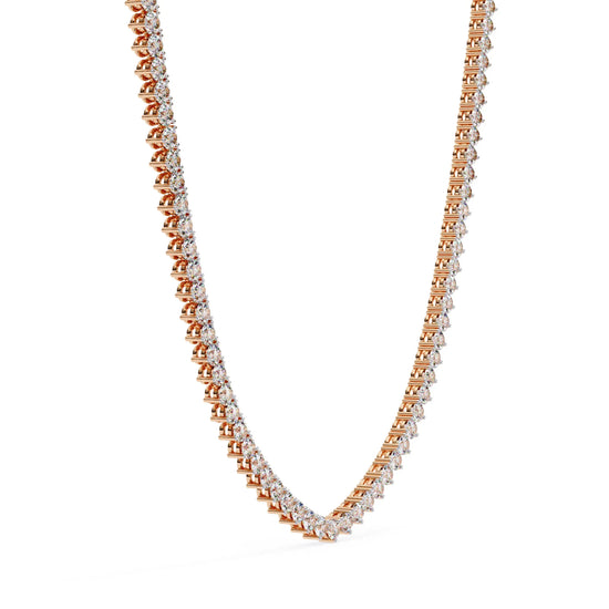 Lab Diamond Three Prong Tennis Necklace