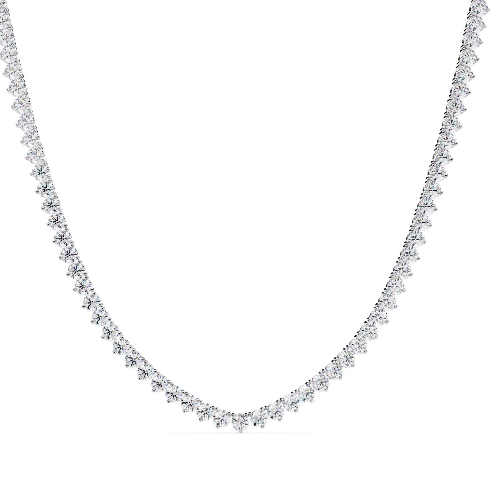 Lab Diamond Three Prong Tennis Necklace