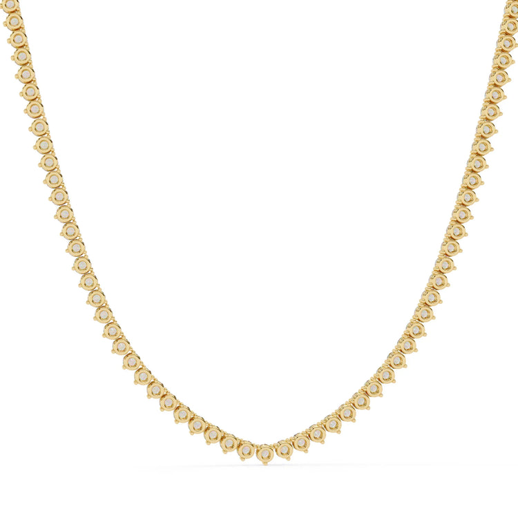 Lab Diamond Three Prong Tennis Necklace