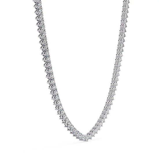 Lab Diamond Three Prong Tennis Necklace