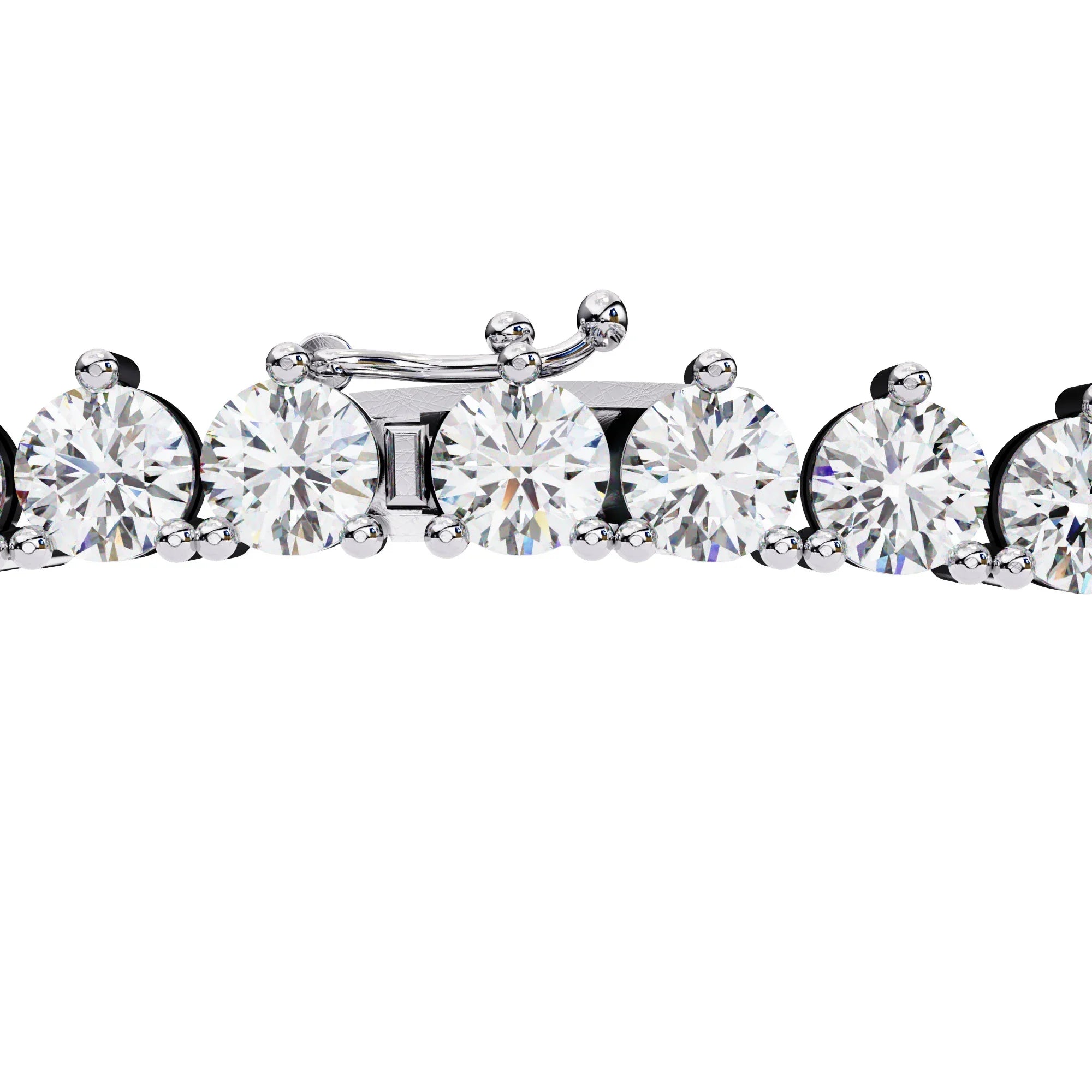 Lab Diamond Three Prong Tennis Necklace