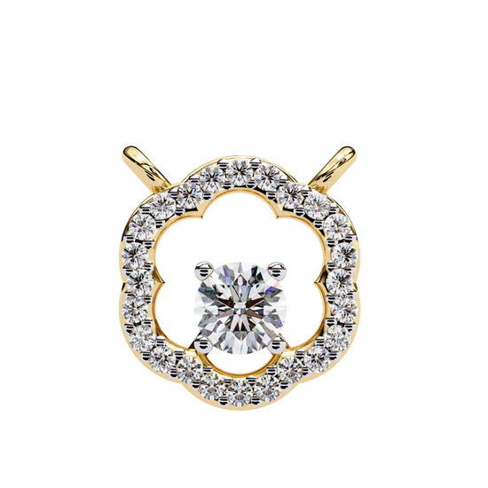 Round Moissanite set in Floral Pattern Pendent with Halo setting