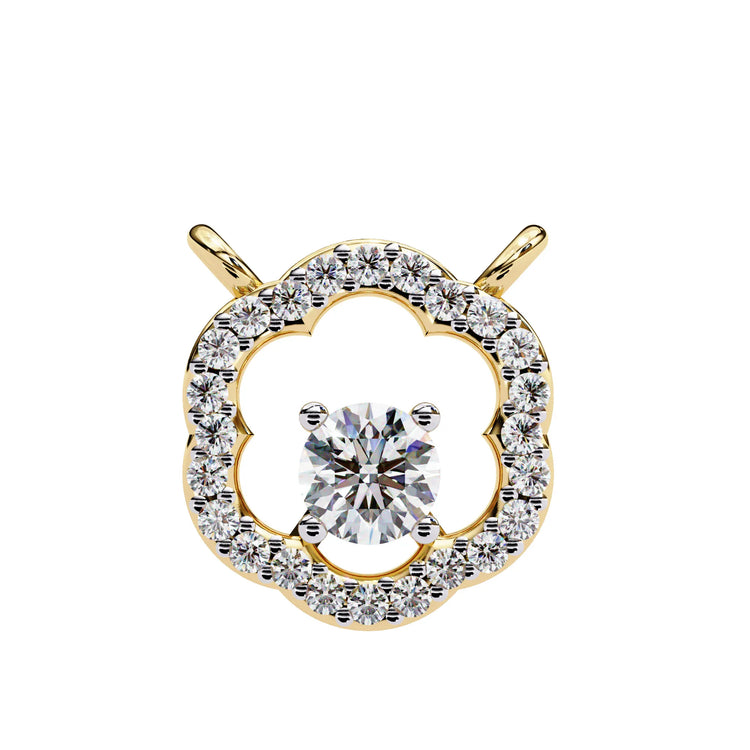 Round Lab Diamond set in Floral Pattern Pendent with Halo setting