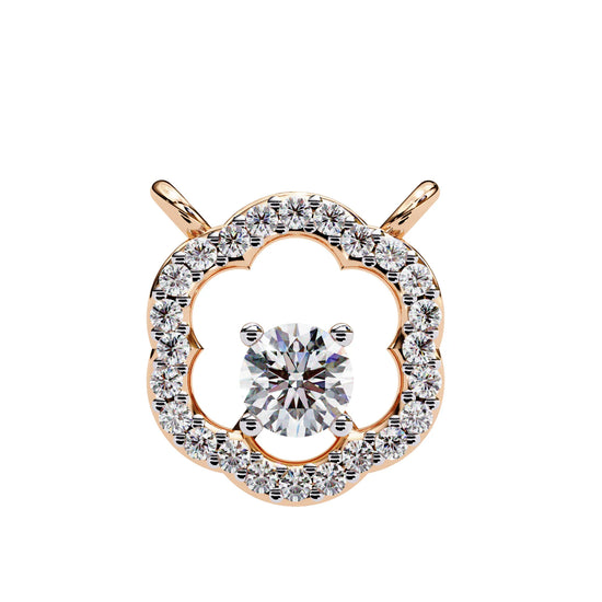 Round Moissanite set in Floral Pattern Pendent with Halo setting