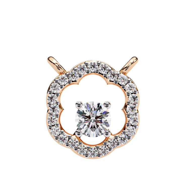 Round Moissanite set in Floral Pattern Pendent with Halo setting