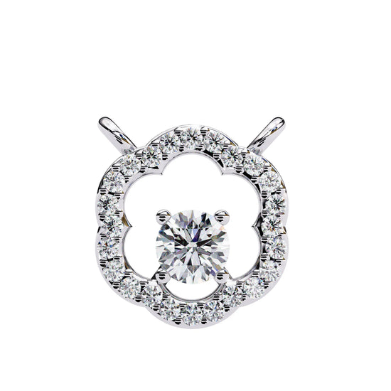 Round Moissanite set in Floral Pattern Pendent with Halo setting