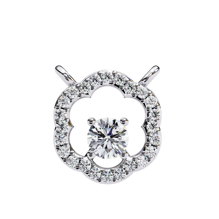Round Moissanite set in Floral Pattern Pendent with Halo setting