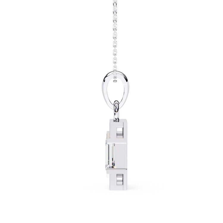 Stunning Emerald Cut Center Stone Lab Diamond Pendant