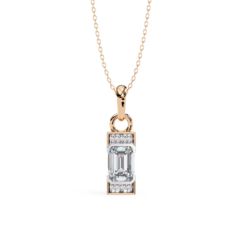 Stunning Emerald Cut Center Sone Moissanite Pendant