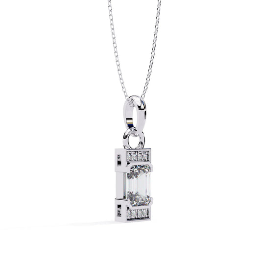 Stunning Emerald Cut Center Stone Lab Diamond Pendant