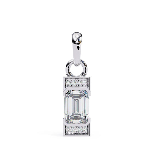 Stunning Emerald Cut Center Stone Lab Diamond Pendant