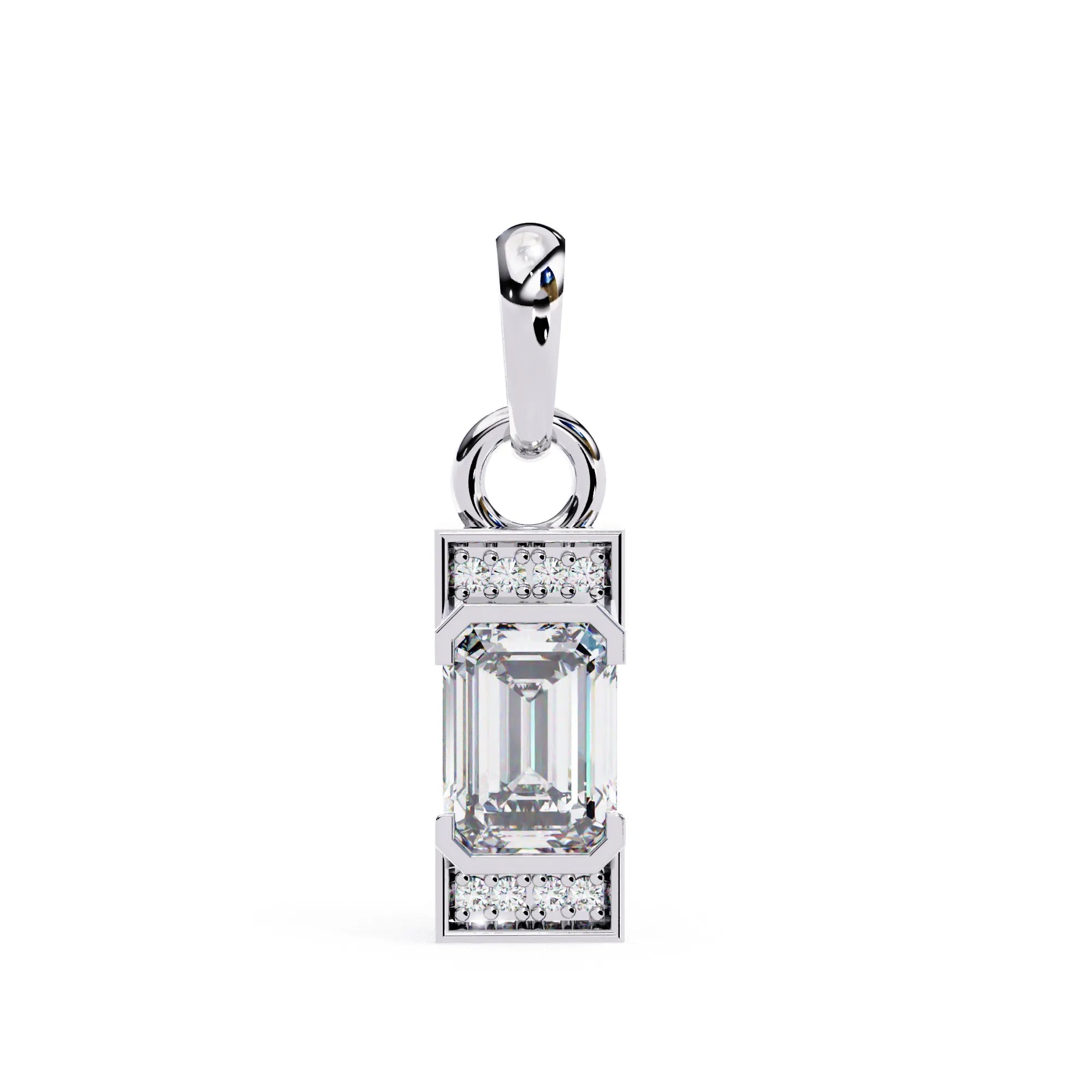 Stunning Emerald Cut Center Sone Moissanite Pendant