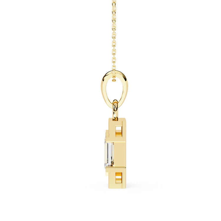 Stunning Emerald Cut Center Stone Lab Diamond Pendant