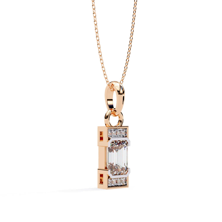 Stunning Emerald Cut Center Sone Moissanite Pendant