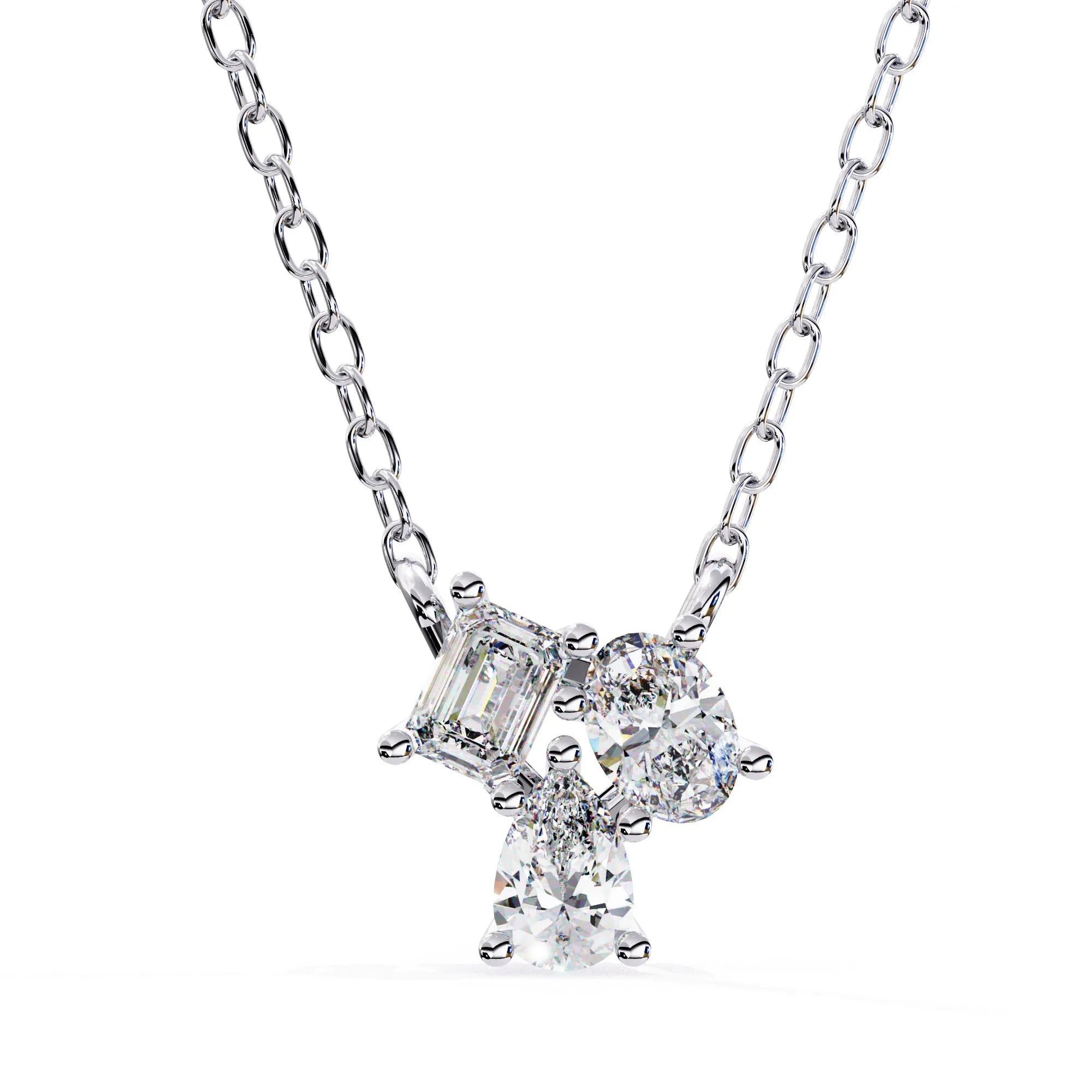 Toi et Moi Tri Moissanite Pendant