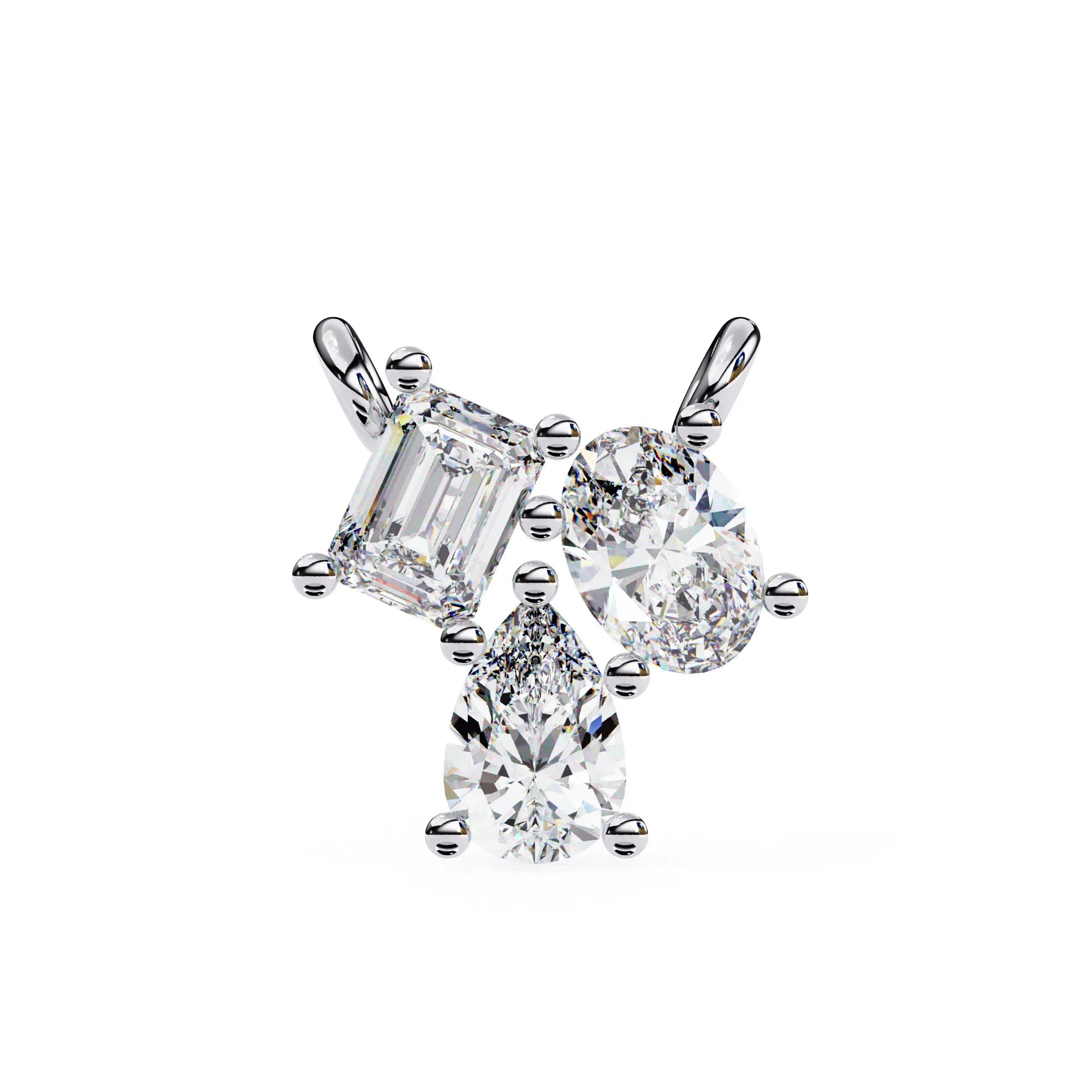 Toi et Moi Tri Moissanite Pendant