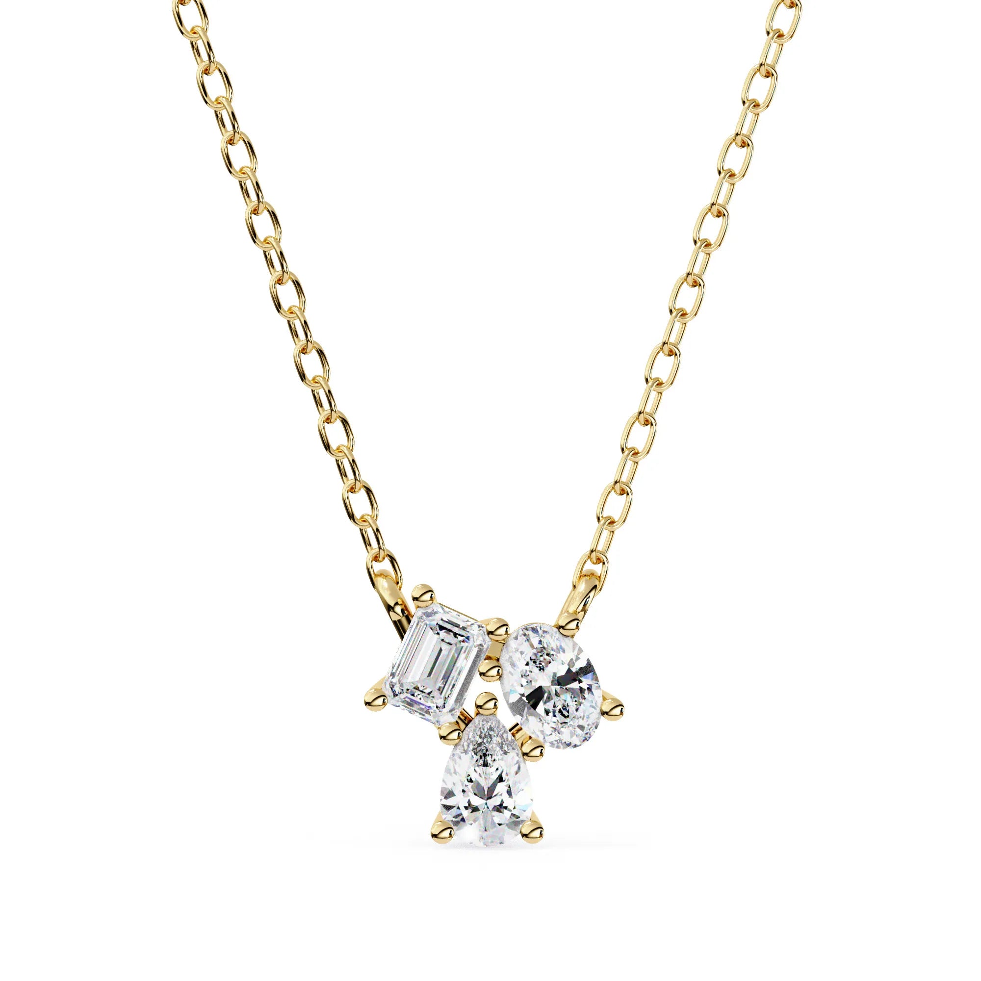 Toi et Moi Tri Moissanite Pendant
