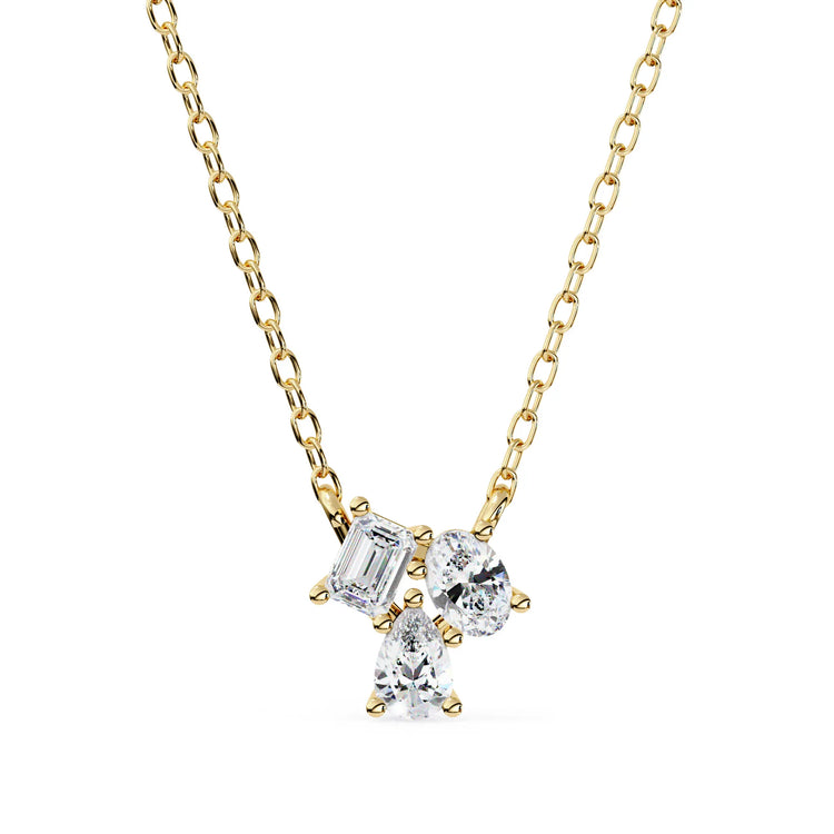 Toi et Moi Tri Moissanite Pendant
