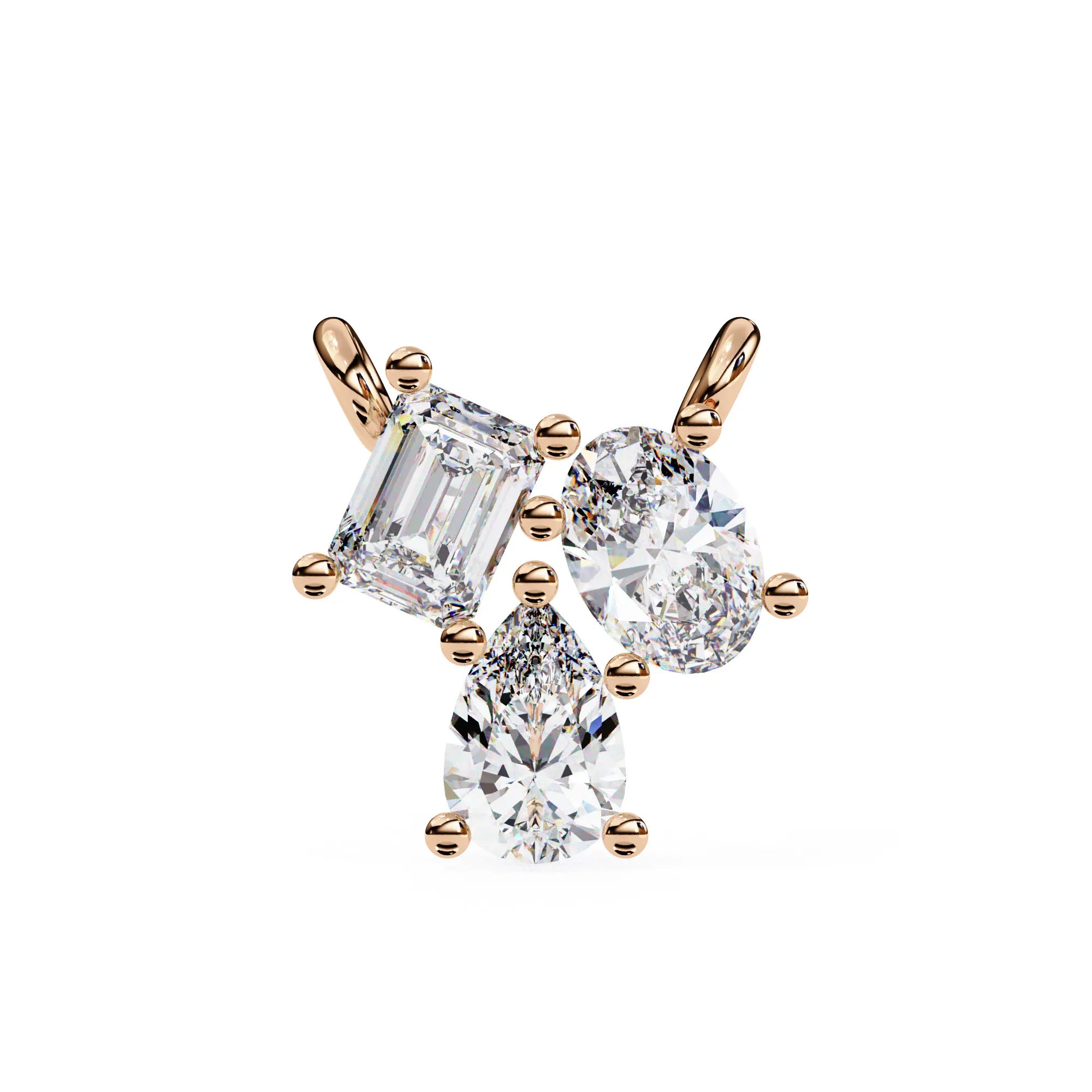 Toi et Moi Tri Moissanite Pendant