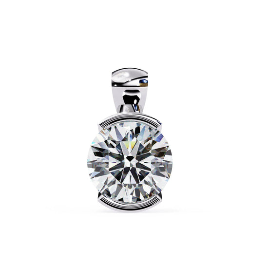 Round Cut Half Bezel Moissanite Pendant