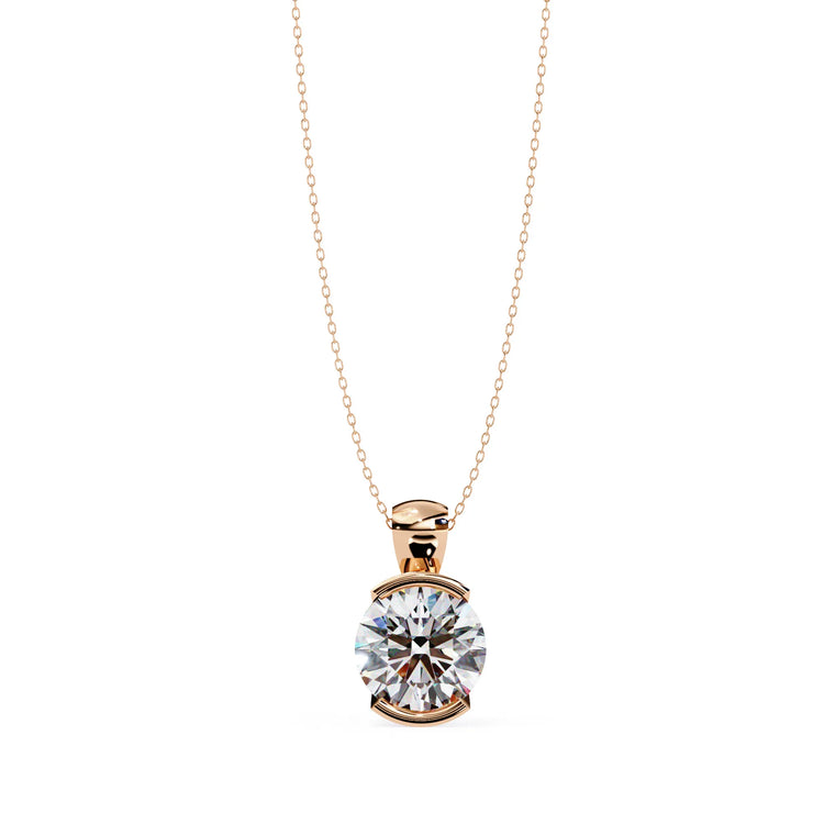 Round Cut Half Bezel Moissanite Pendant