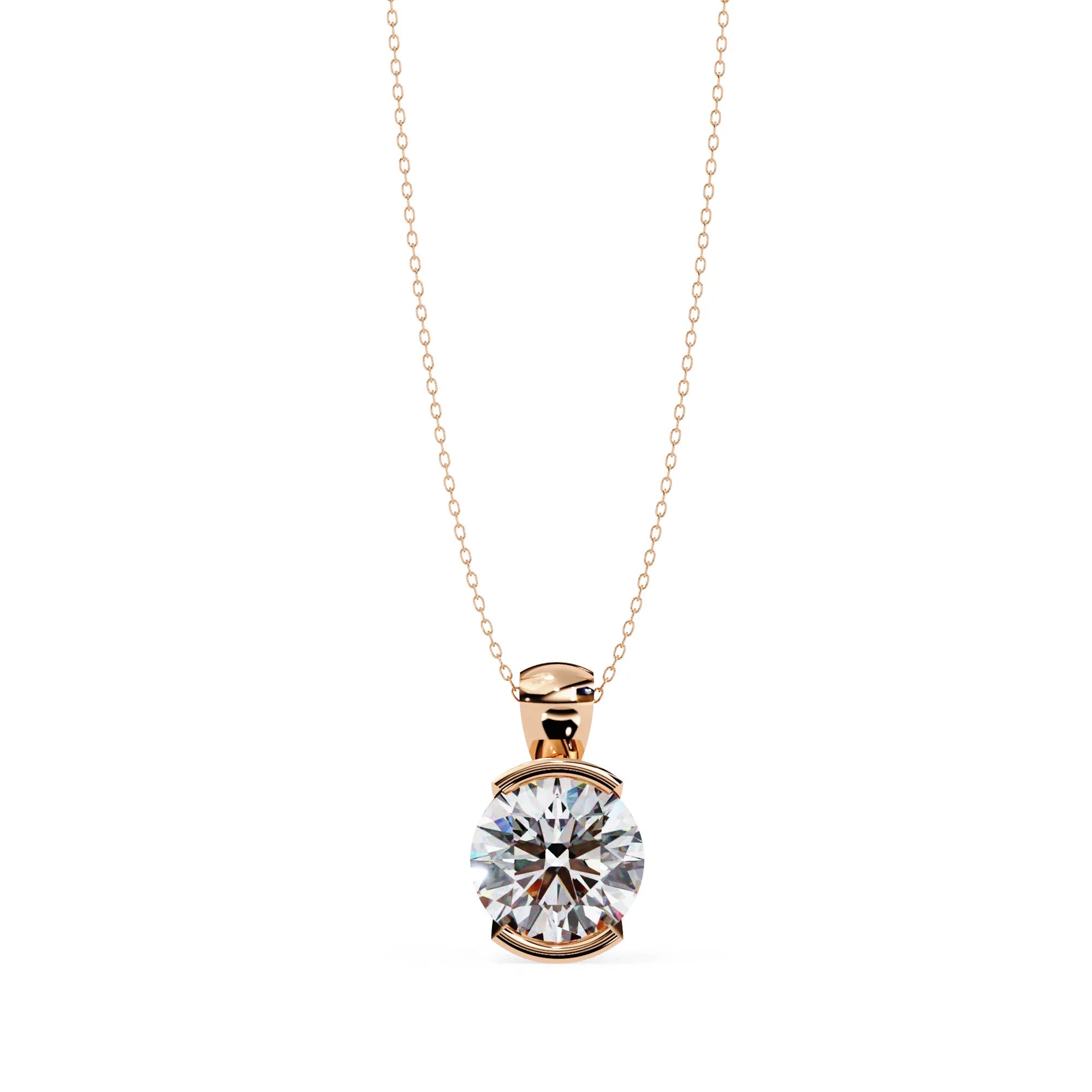 Round Cut Half Bezel Lab Diamond Pendant