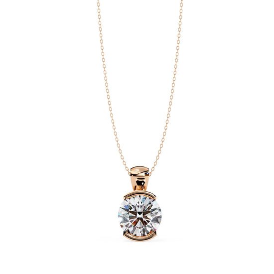 Round Cut Half Bezel Lab Diamond Pendant