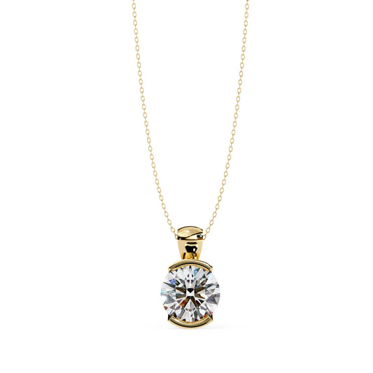 Round Cut Half Bezel Lab Diamond Pendant