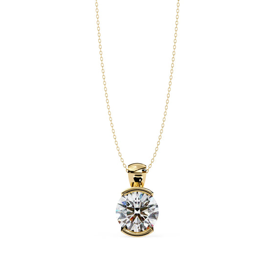 Round Cut Half Bezel Lab Diamond Pendant