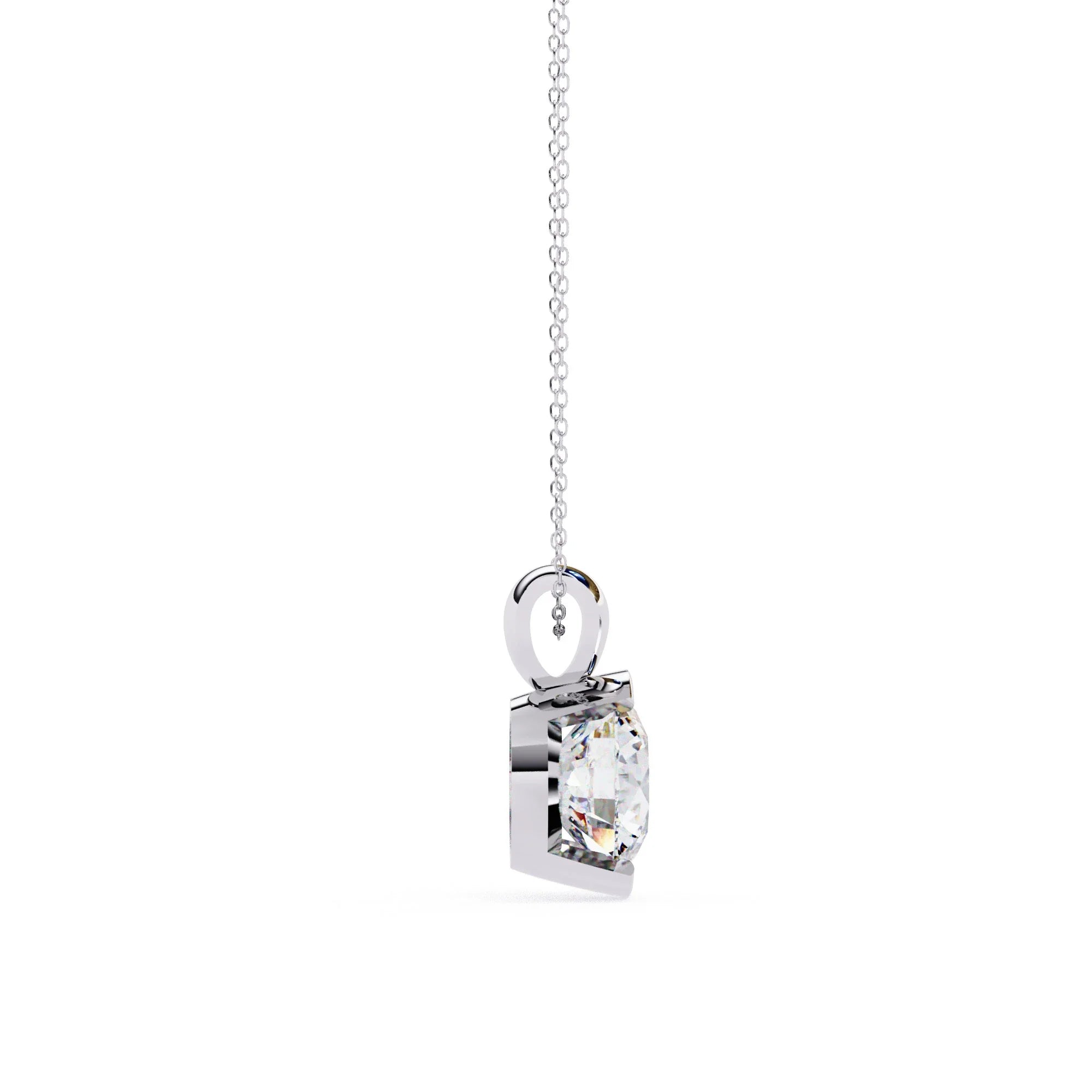 Round Cut Half Bezel Lab Diamond Pendant