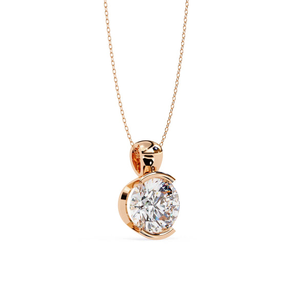 Round Cut Half Bezel Lab Diamond Pendant