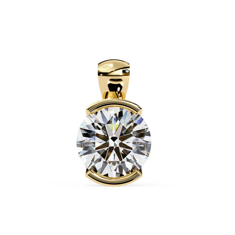 Round Cut Half Bezel Moissanite Pendant